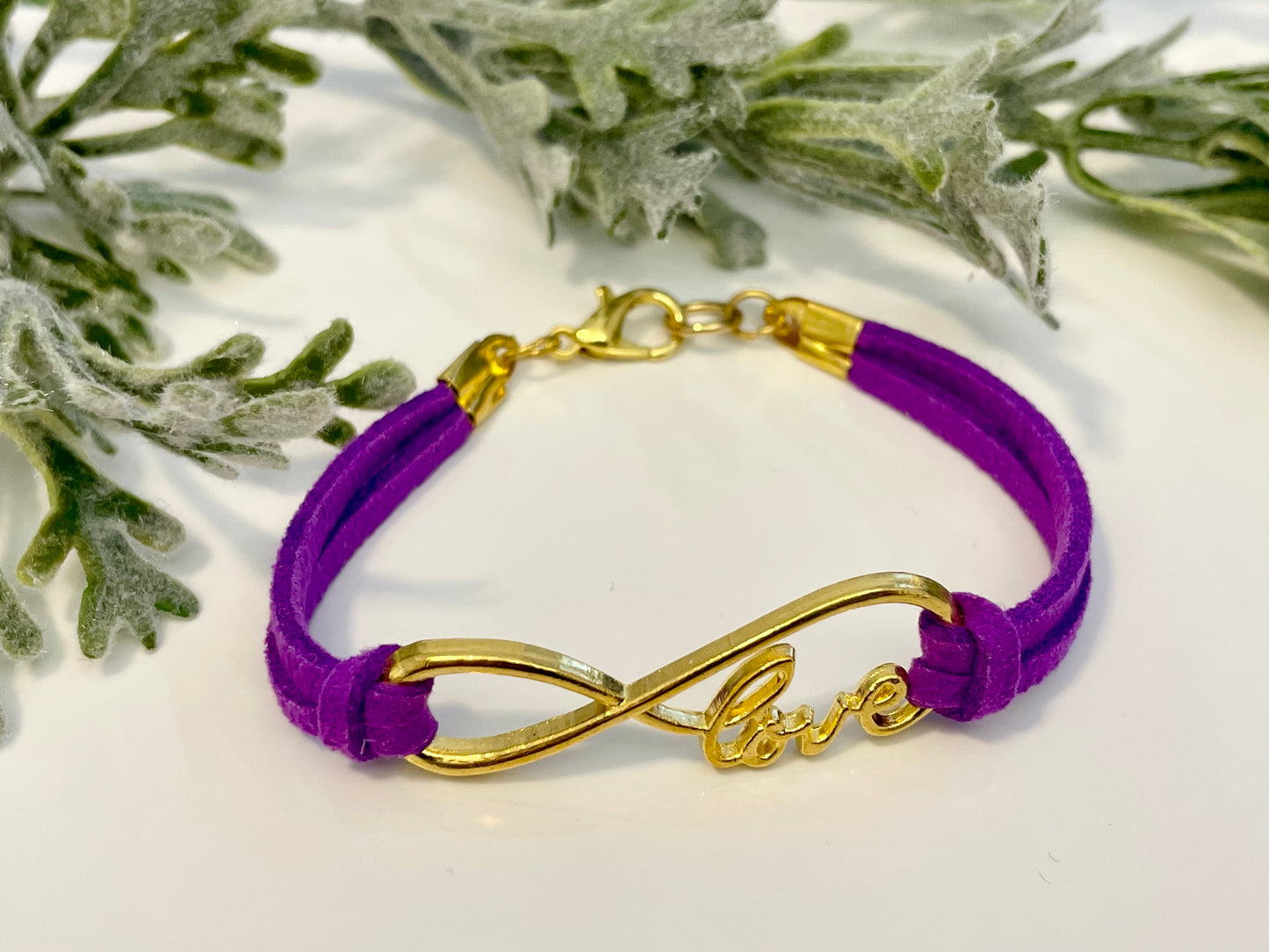 Faux Suede Eternal Love Bracelet - Gold