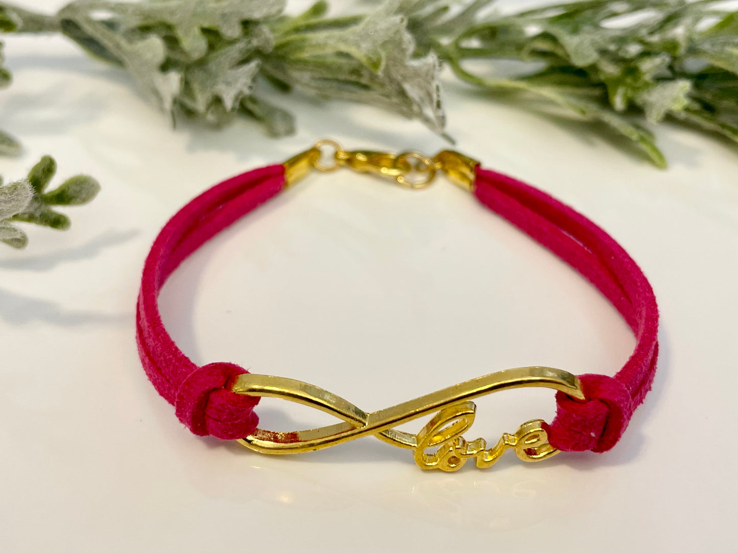 Faux Suede Eternal Love Bracelet - Gold