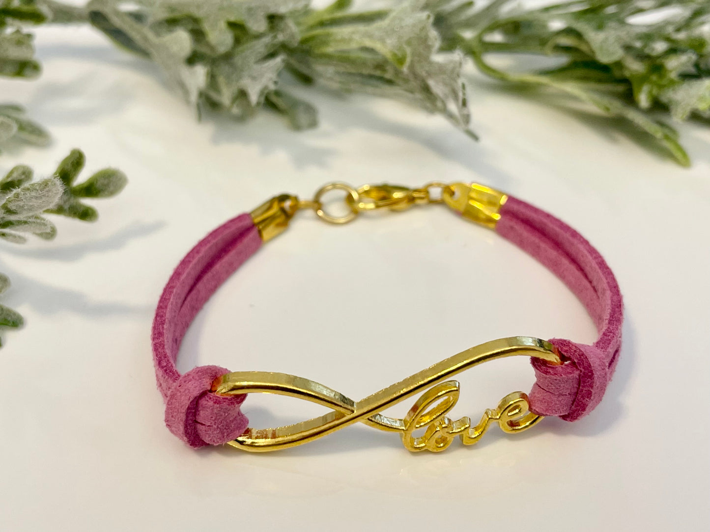 Faux Suede Eternal Love Bracelet - Gold