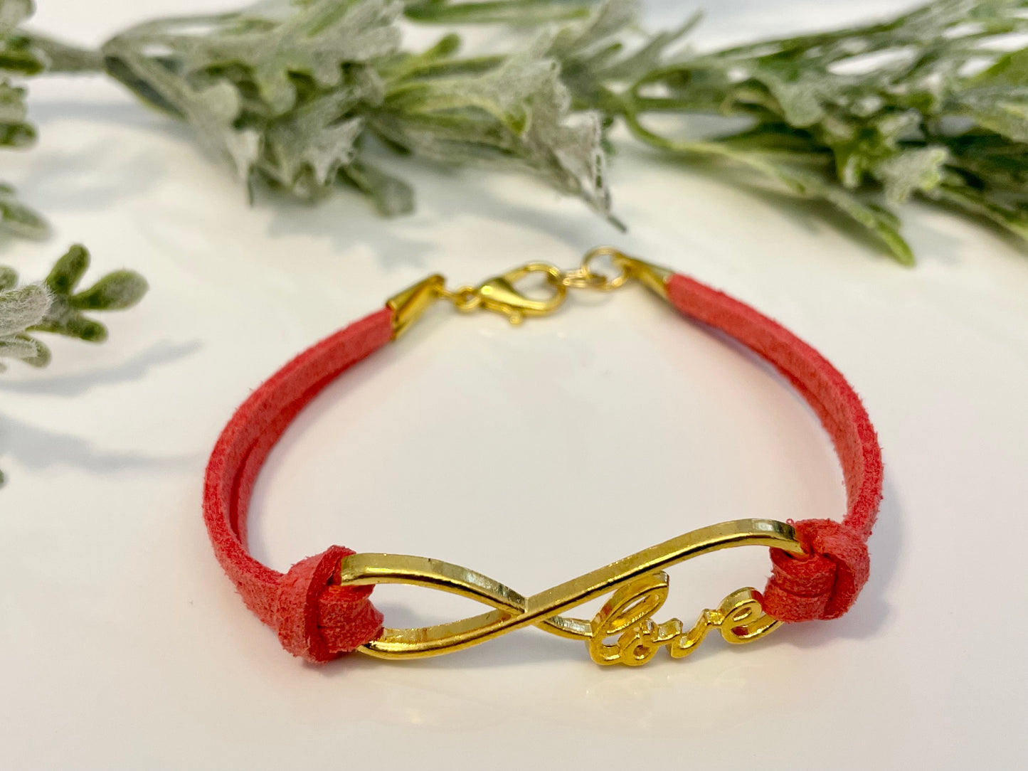 Faux Suede Eternal Love Bracelet - Gold