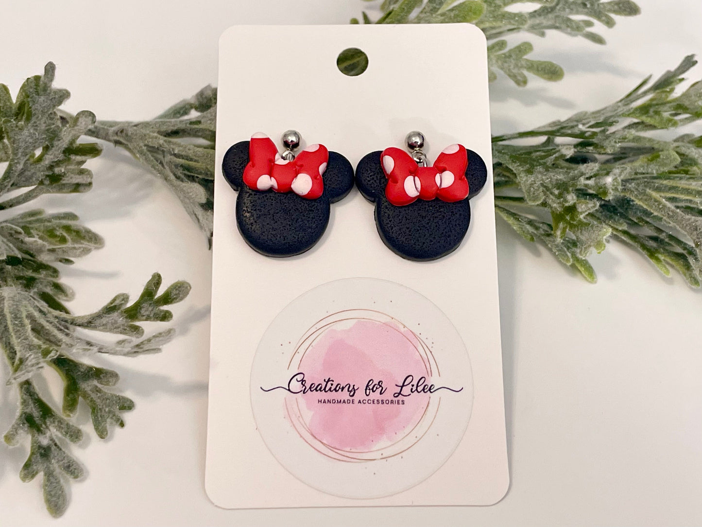 Clay Earrings - Minnie Mouse Earrings