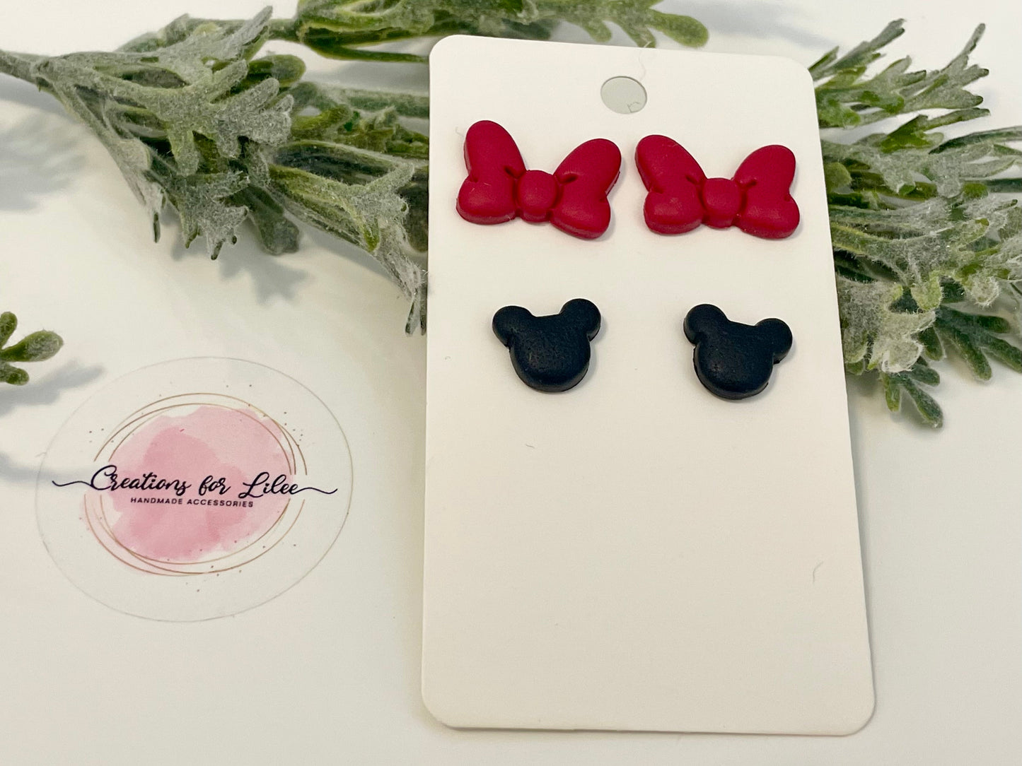 Clay Stud Earrings - Minnie Mouse Stud Packs