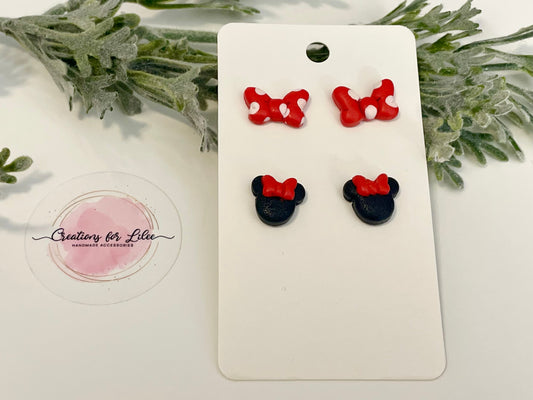 Clay Stud Earrings - Minnie Mouse Stud Packs