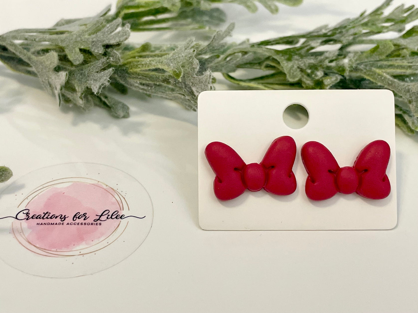 Clay Stud Earrings - Minnie Bows