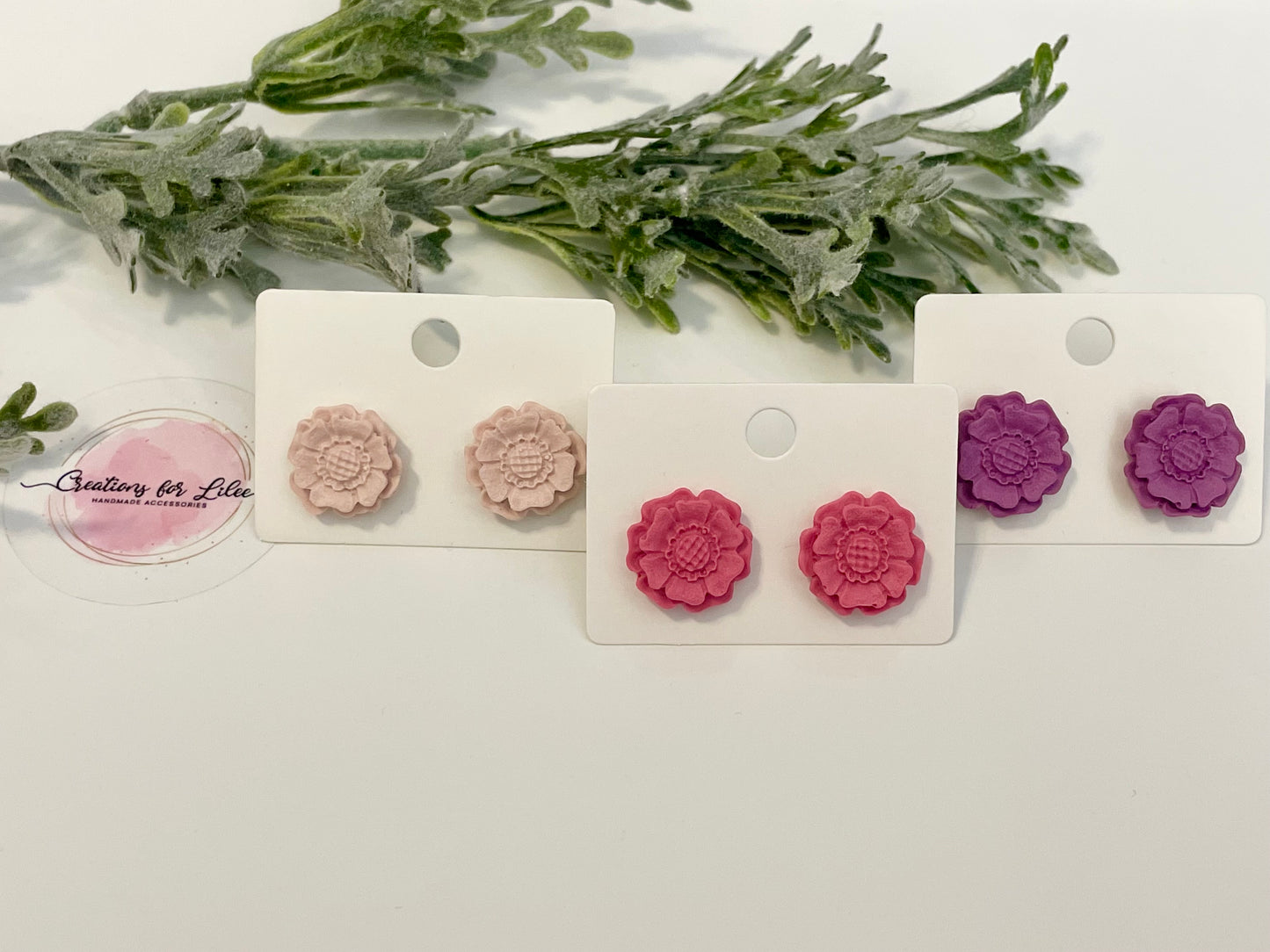 Clay Stud Earrings - Flowers