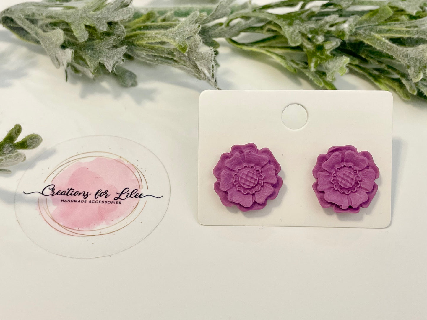 Clay Stud Earrings - Flowers