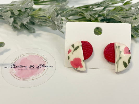 Clay Stud Earrings - Poppies