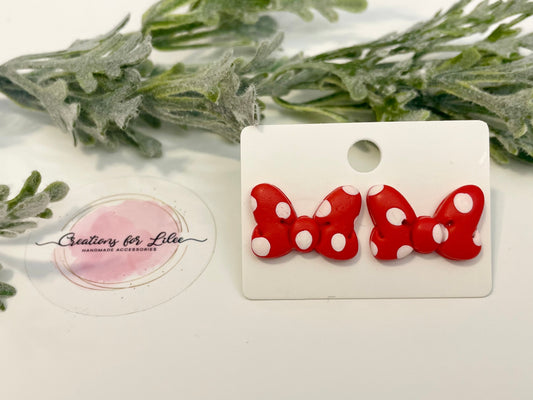 Clay Stud Earrings - Minnie Bows