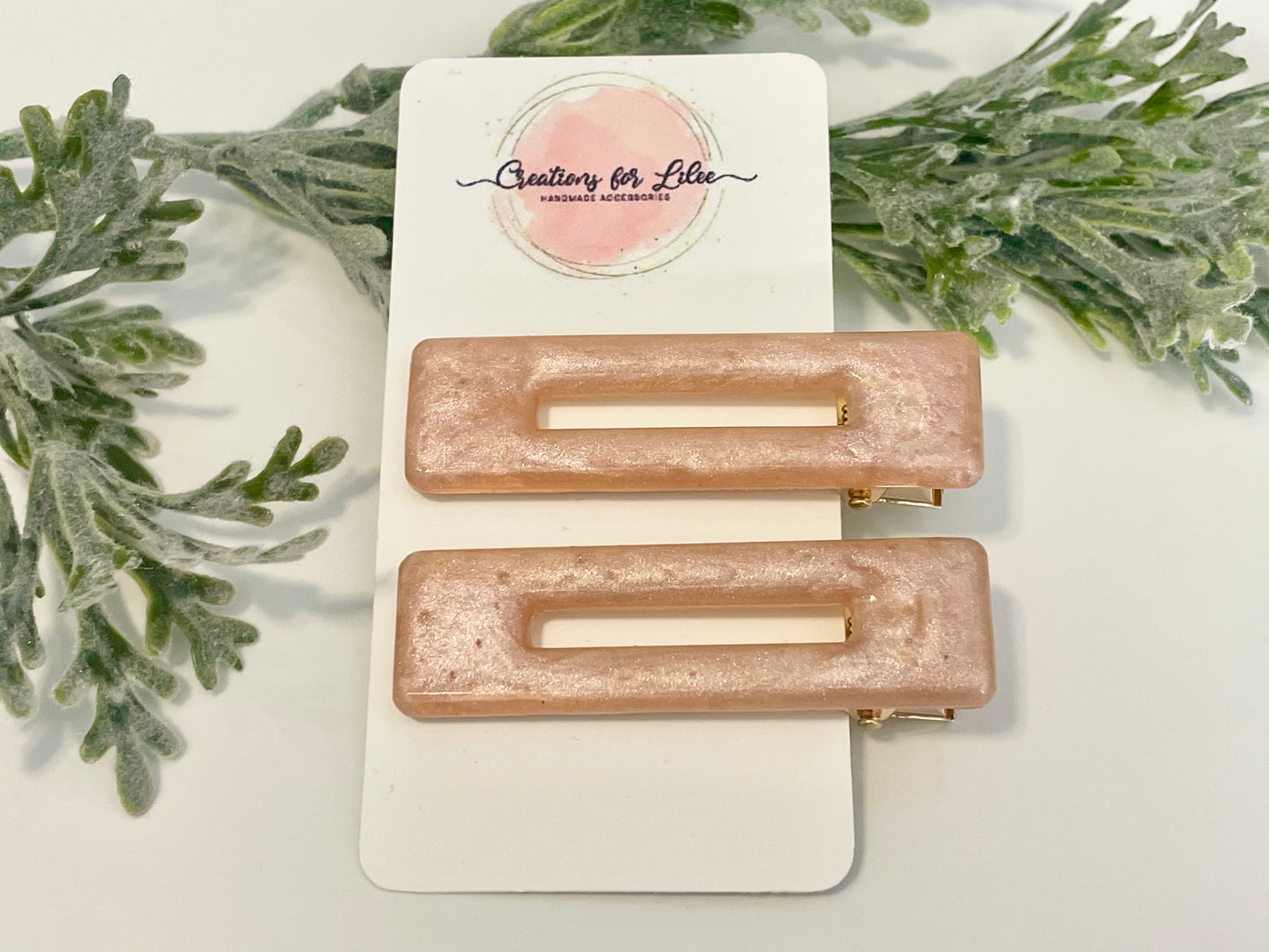 Resin Hair Clips - Rose Gold