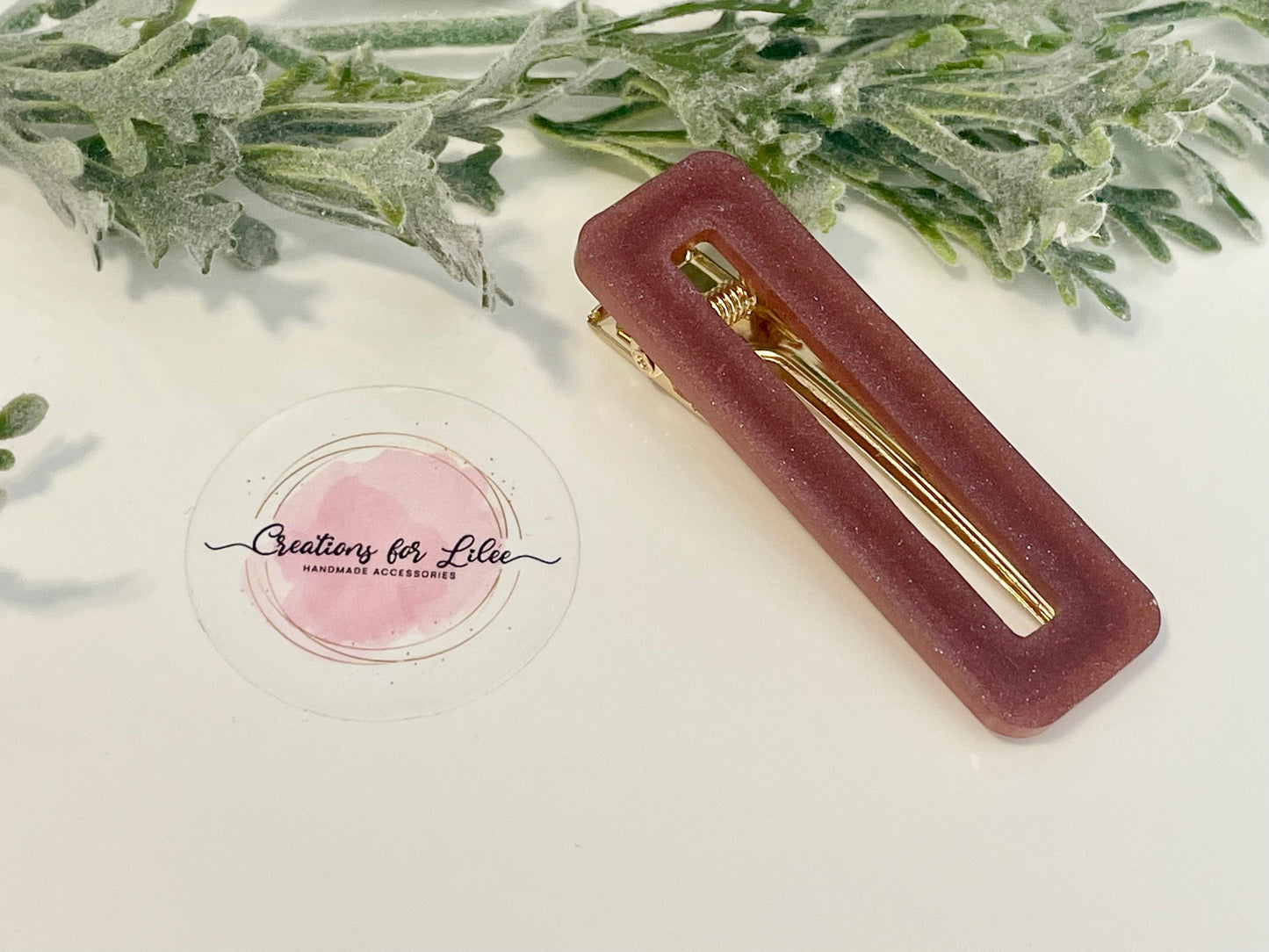 Resin Hair Clips - Burgundy Glitter