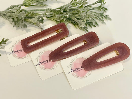 Resin Hair Clips - Burgundy Glitter