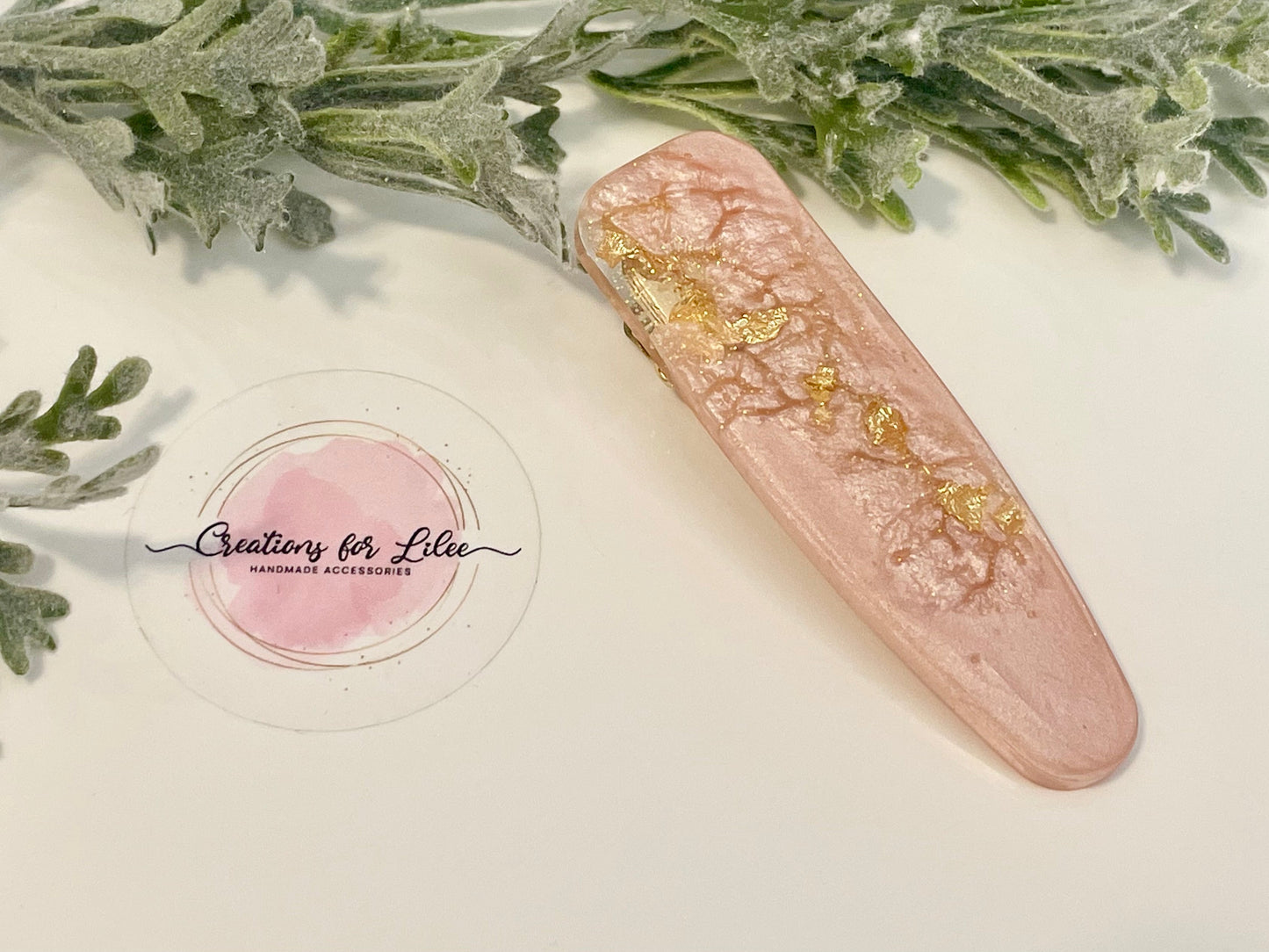 Resin Hair Clips - Pink, Gold & Glitter