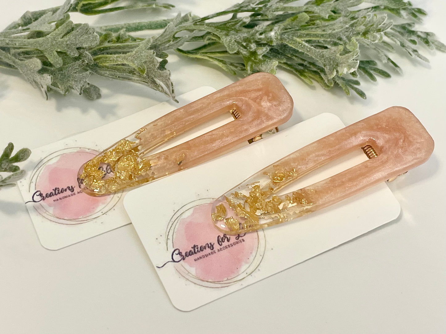 Resin Hair Clips - Rose Gold