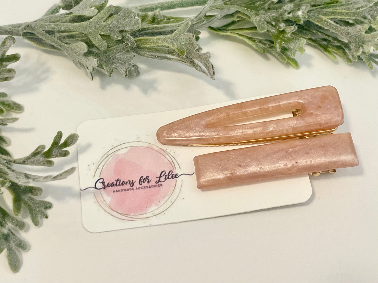 Resin Hair Clips - Rose Gold