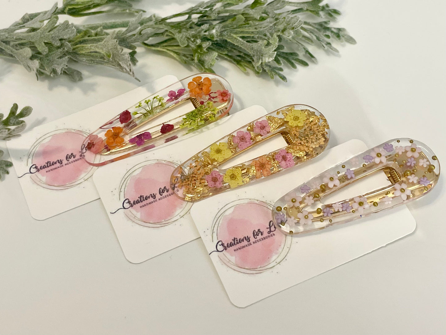 Resin Hair Clips - Flowers & Glitter