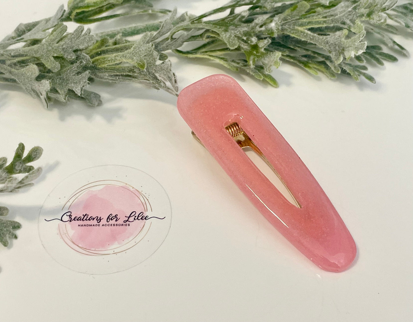 Resin Hair Clips - Pink Glitter