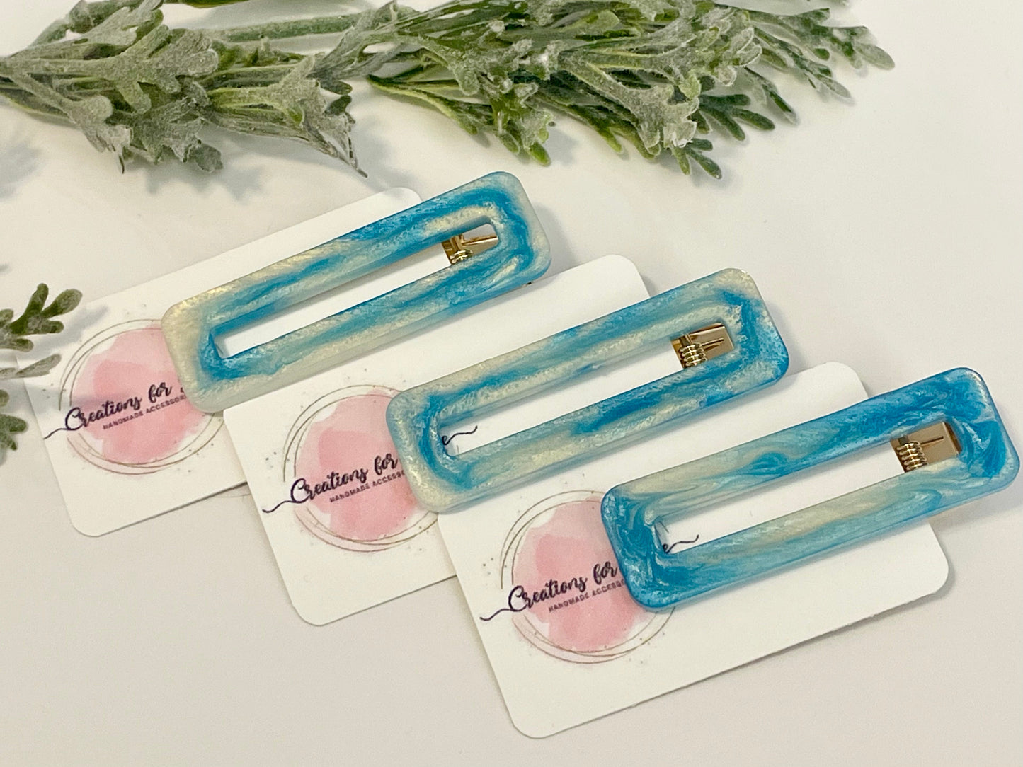 Resin Hair Clips - Sky Blue