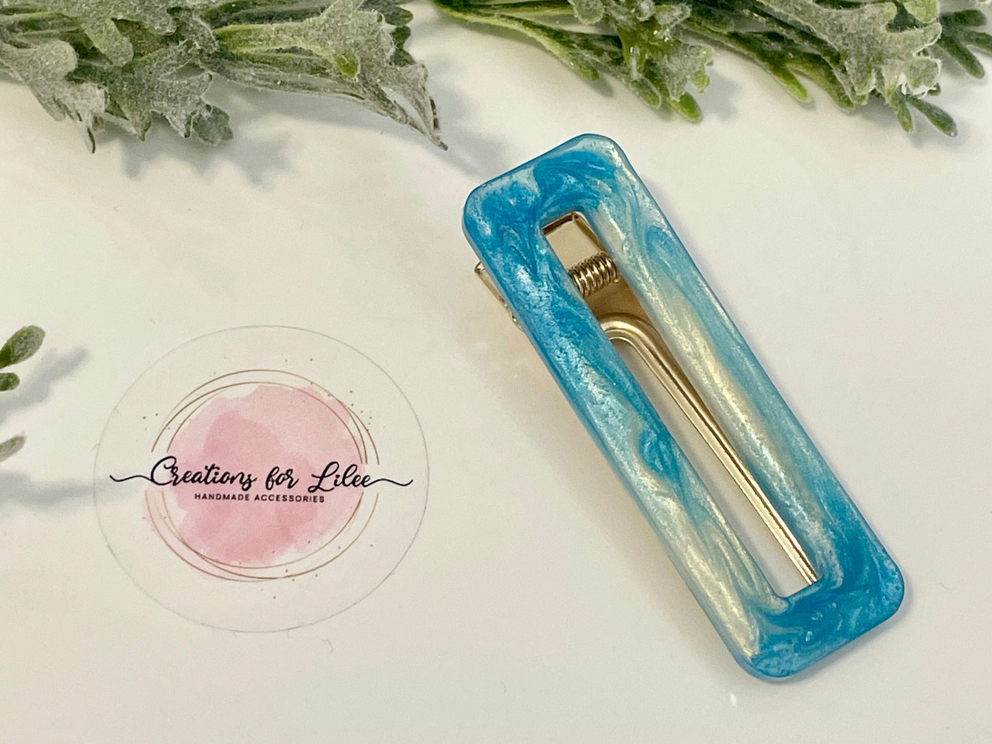 Resin Hair Clips - Sky Blue