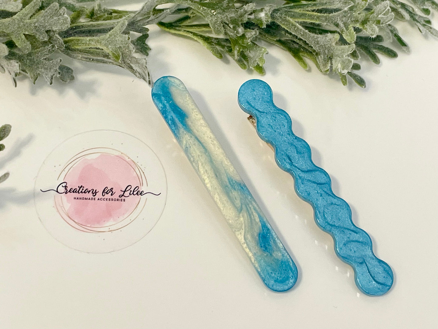 Resin Hair Clips - Sky Blue