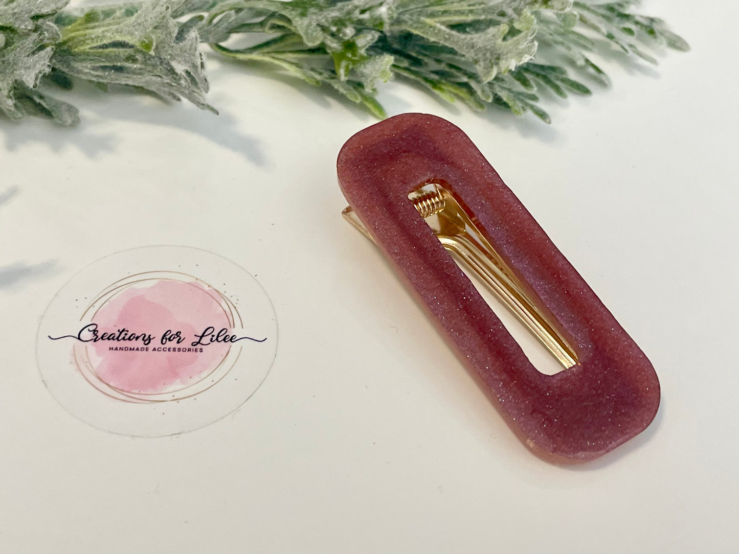 Resin Hair Clips - Burgundy Glitter