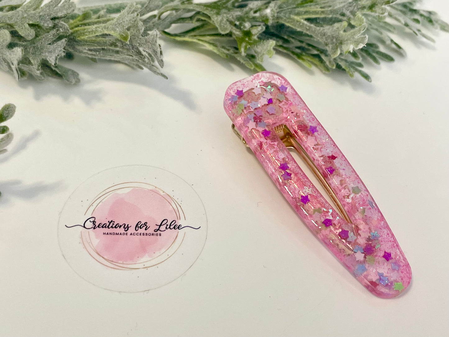 Resin Hair Clips - Glitter Hearts & Stars