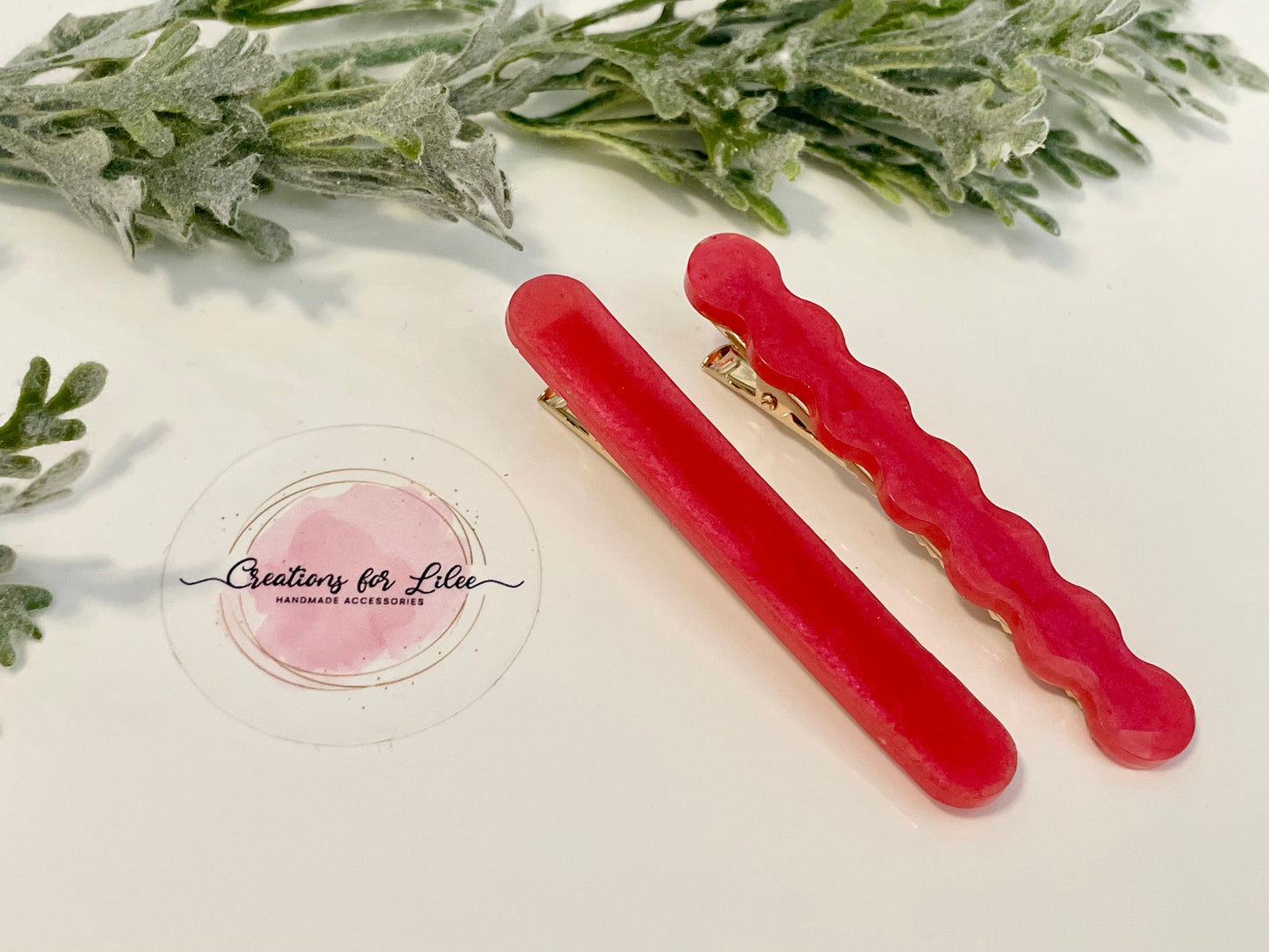 Resin Hair Clips - Shiny Red