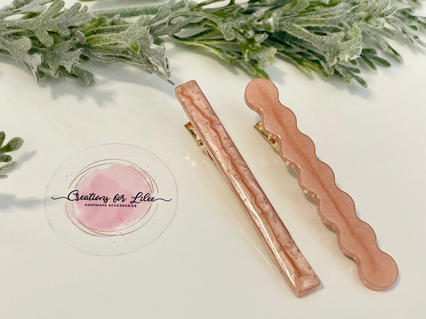 Resin Hair Clips - Rose Gold