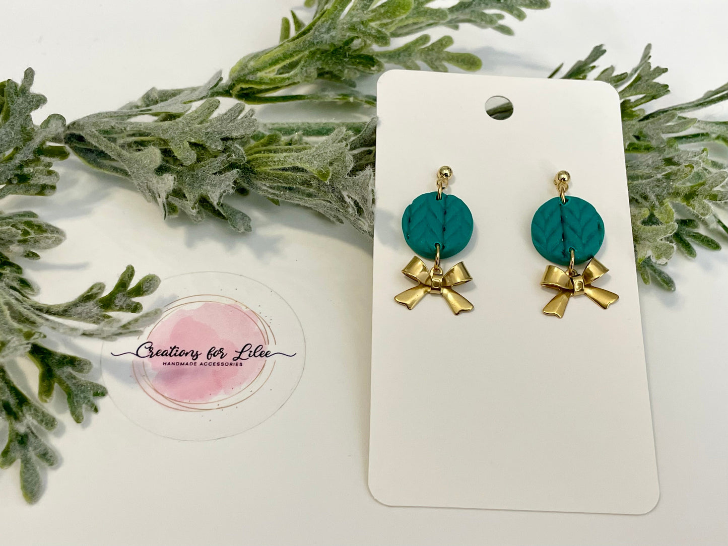 Clay Earrings - Knitted Earrings w/ Bows