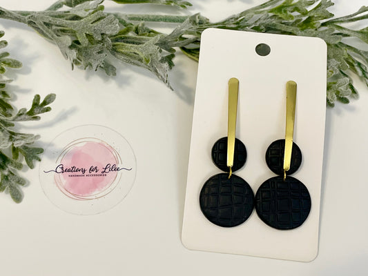 Clay Earrings - Black Gold Bar Earrings