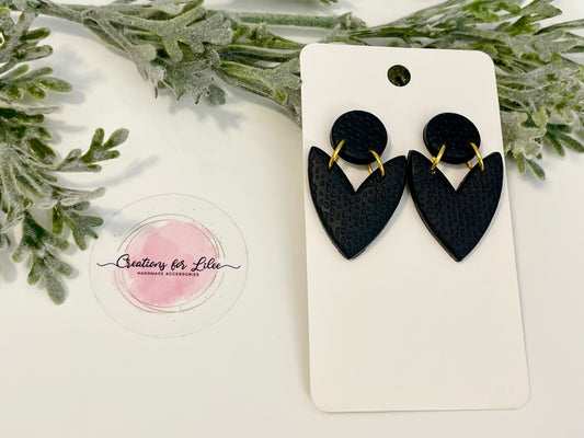 Clay Earrings - Black Petal Earrings