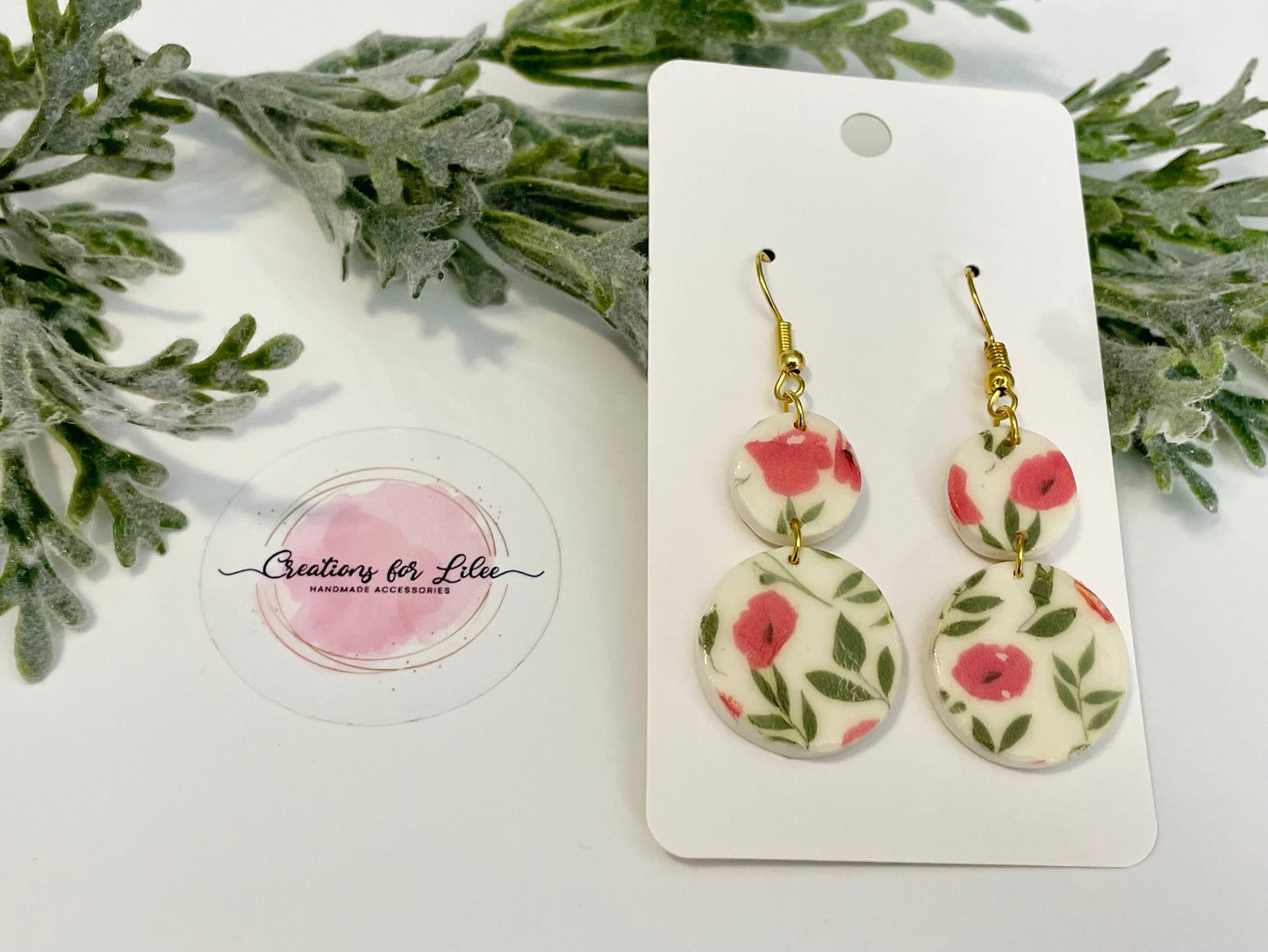 Clay Earrings - Poppy Circle Hook Earrings