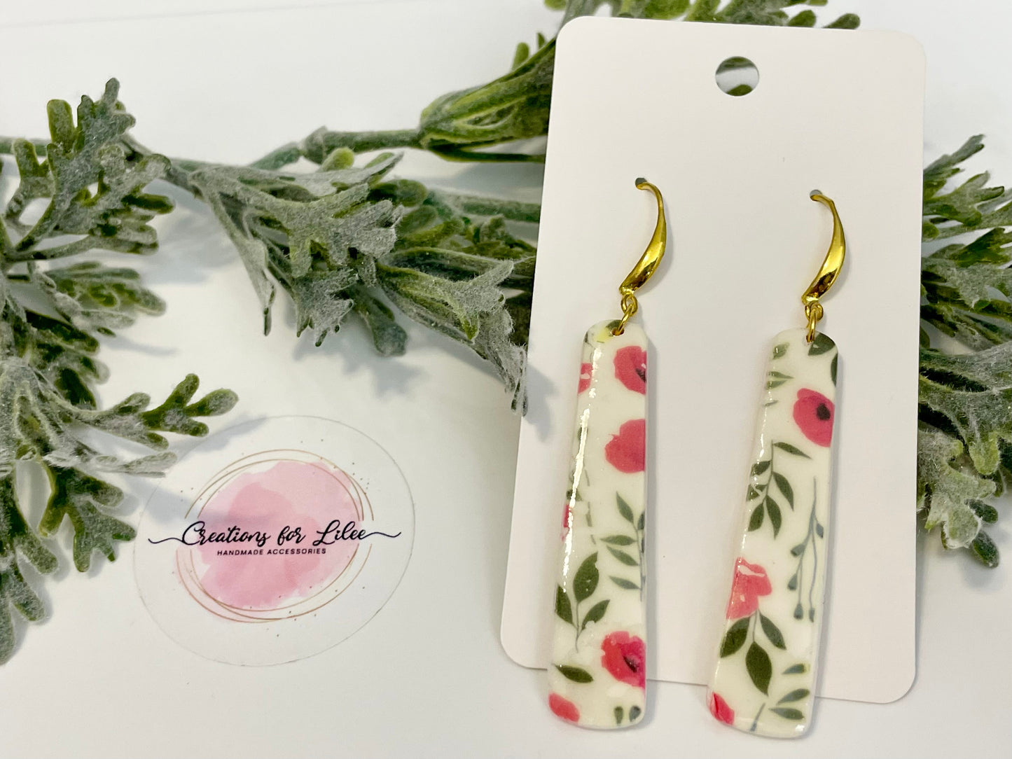 Clay Earrings - Poppy Rectangular Bar Earrings