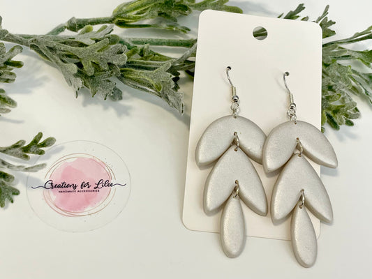 Clay Earrings - Pearl White Cascade Leaf Earrings