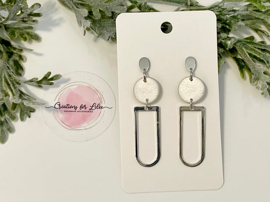 Clay Earrings - Pearl White Earrings w/ Arch