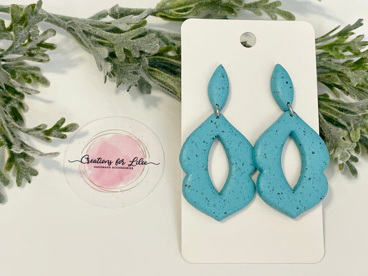 Clay Earrings - Turquoise Moroccan Shaped Earrings