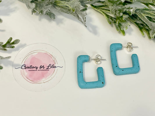 Clay Earrings - Turquoise Hoops