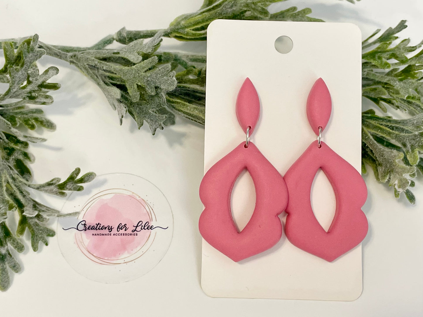 Clay Earrings - Pink Moroccan Shaped Earrings