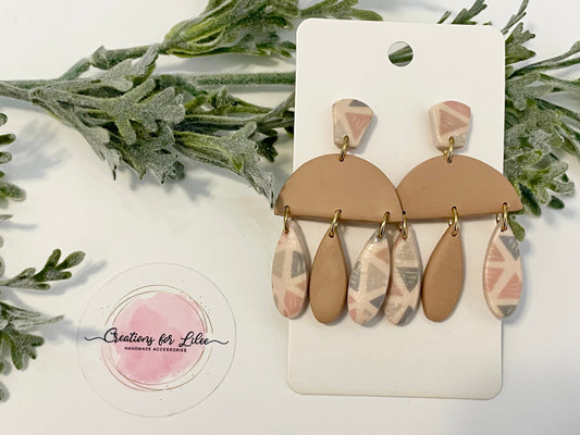 Clay Earrings - Boho Beige Raindrop Earrings