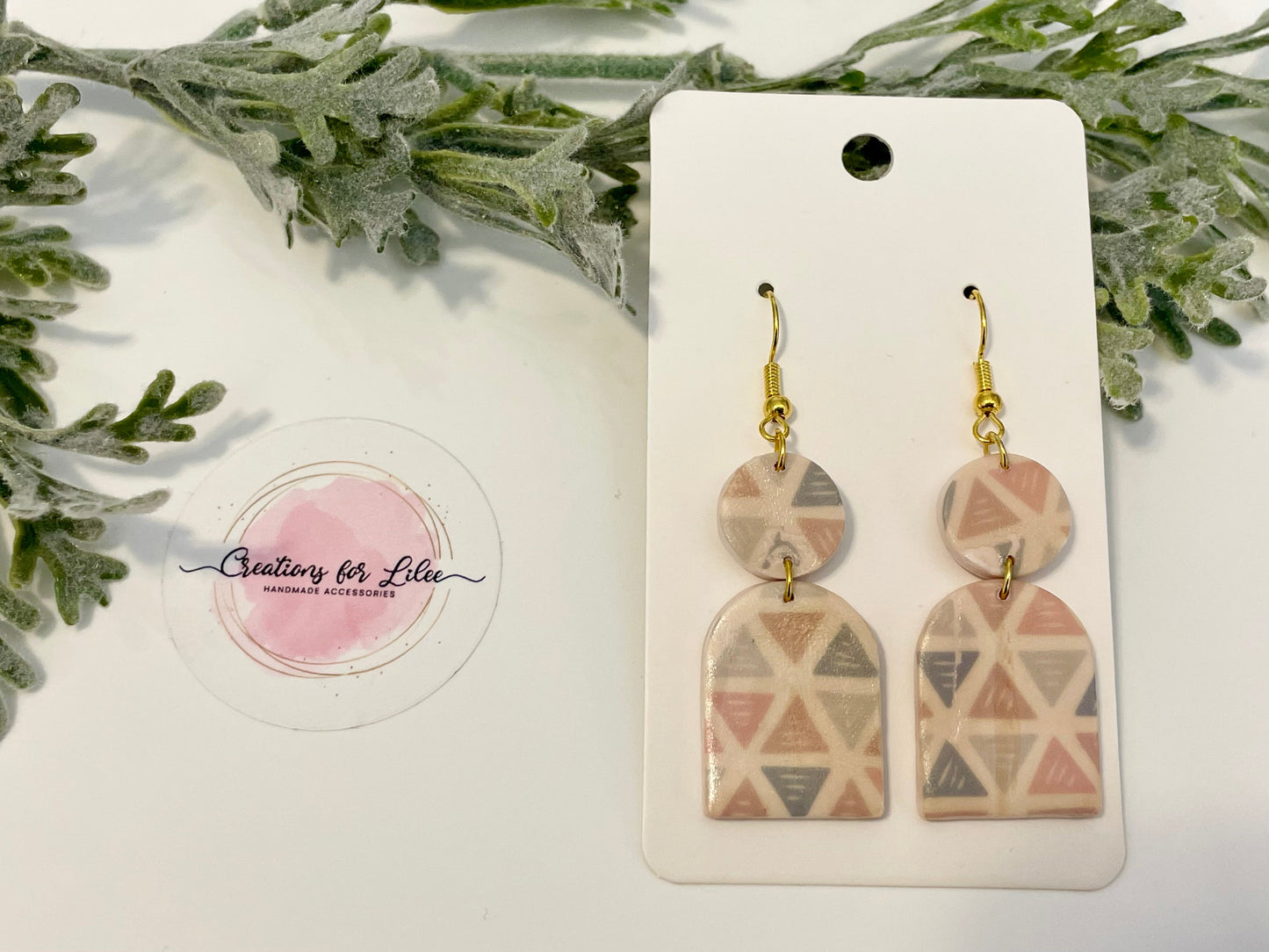 Clay Earrings - Boho Beige Arch Earrings