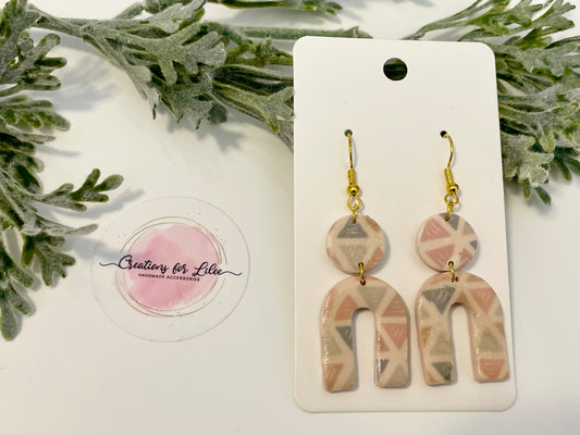 Clay Earrings - Boho Beige U-Shape Earrings