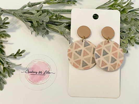 Clay Earrings - Boho Beige Circle Earrings