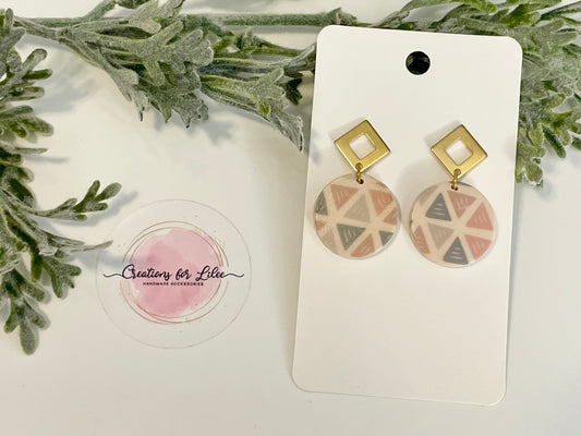 Clay Earrings - Boho Beige Geometric Earrings