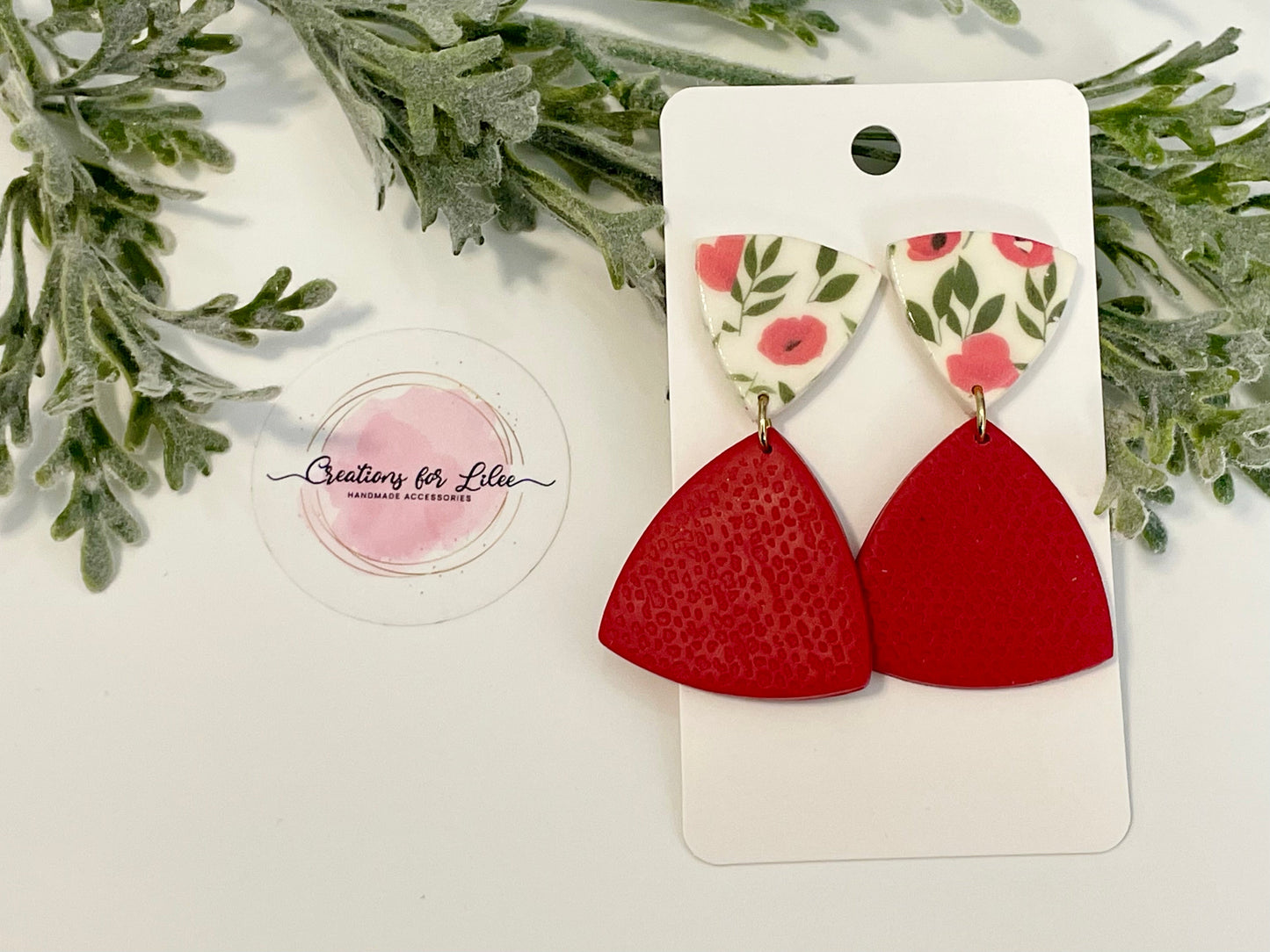 Clay Earrings - Poppy Two-Toned Rounded Triangular Earrings