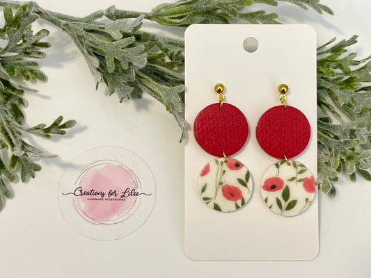 Clay Earrings - Poppy Circle Earrings