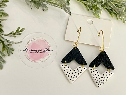 Clay Earrings - Black & White Earrings