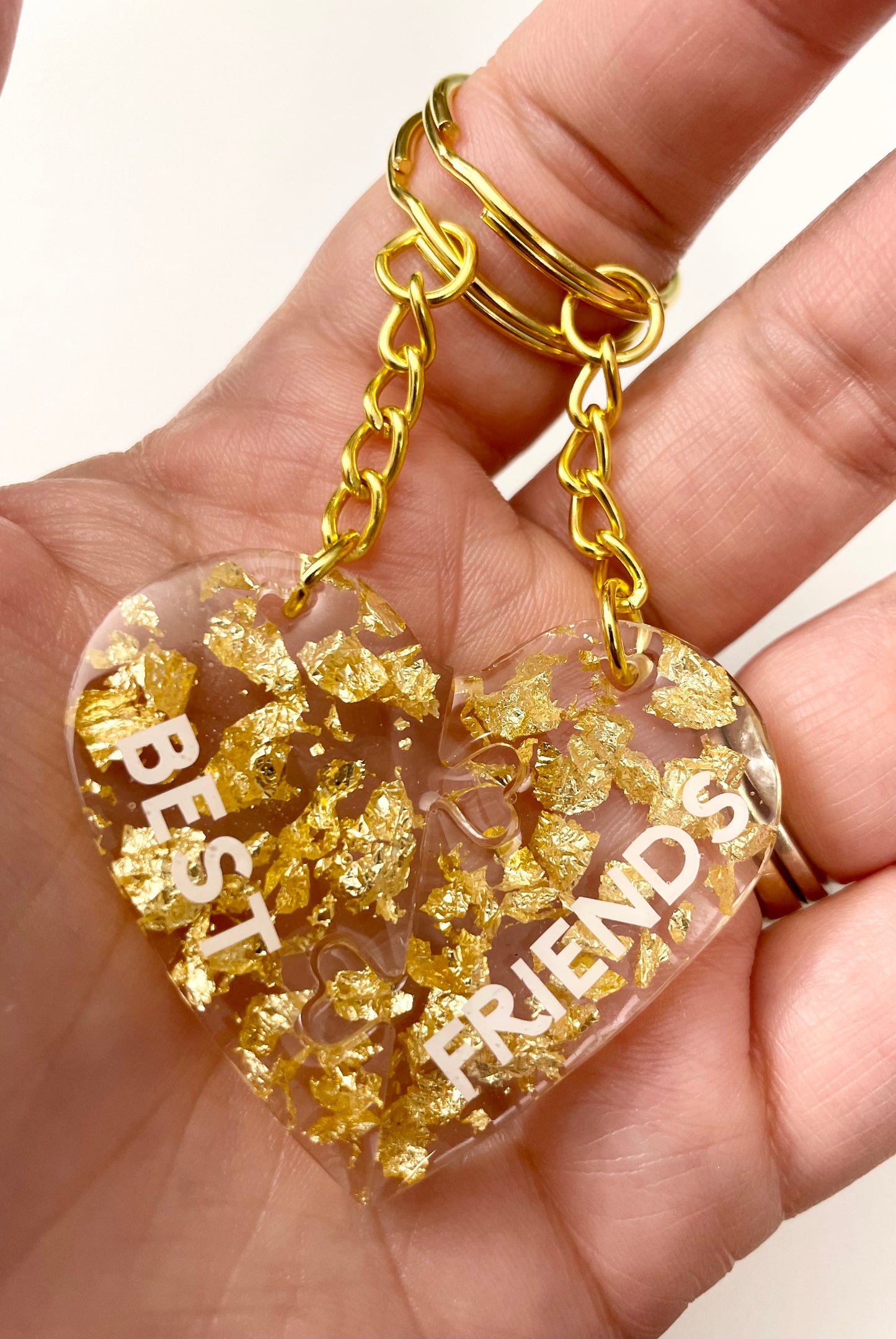 Interlocking Heart Keychains - Best Friends (Gold)