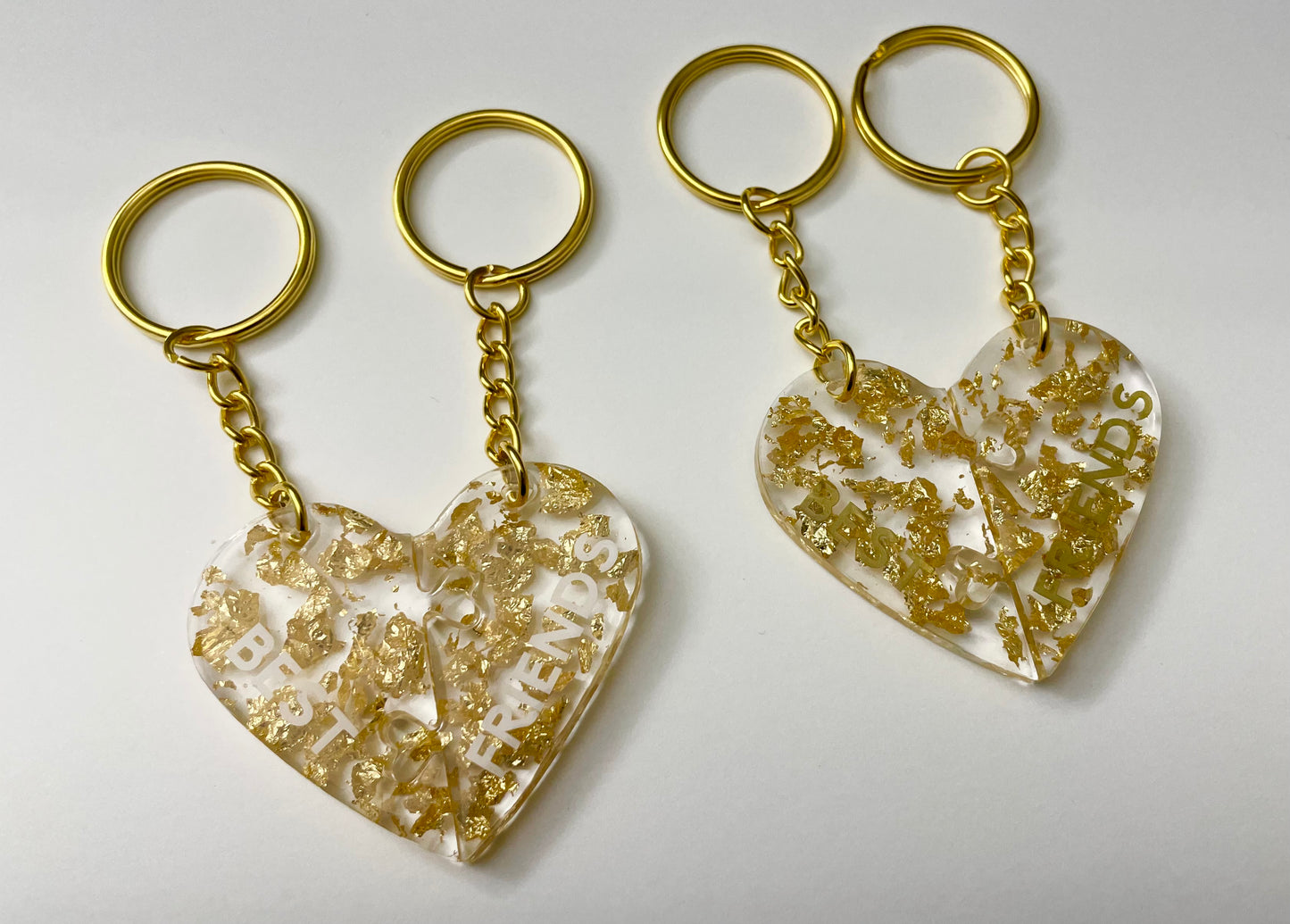 Interlocking Heart Keychains - Best Friends (Gold)