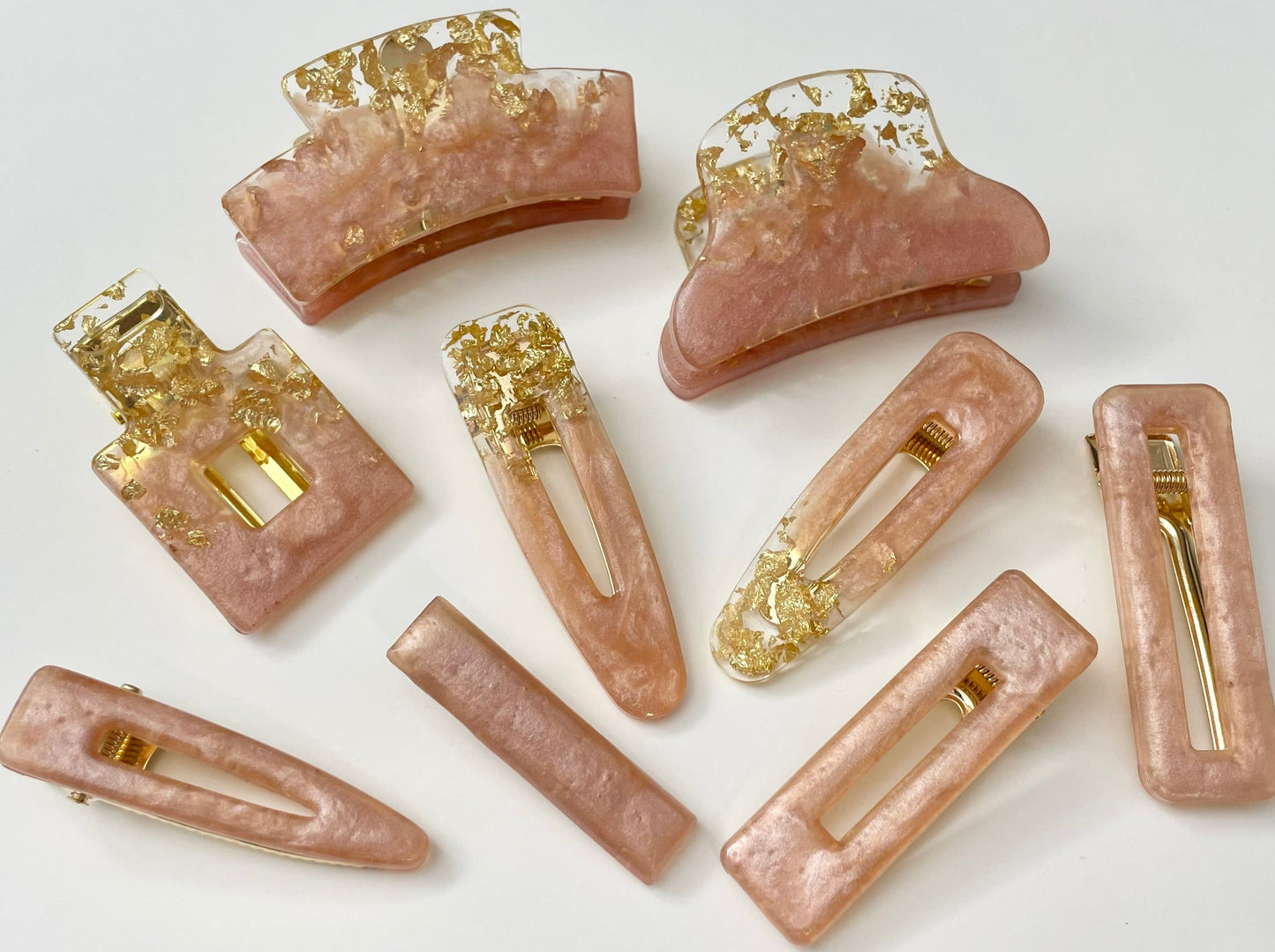 Resin Hair Clips - Rose Gold