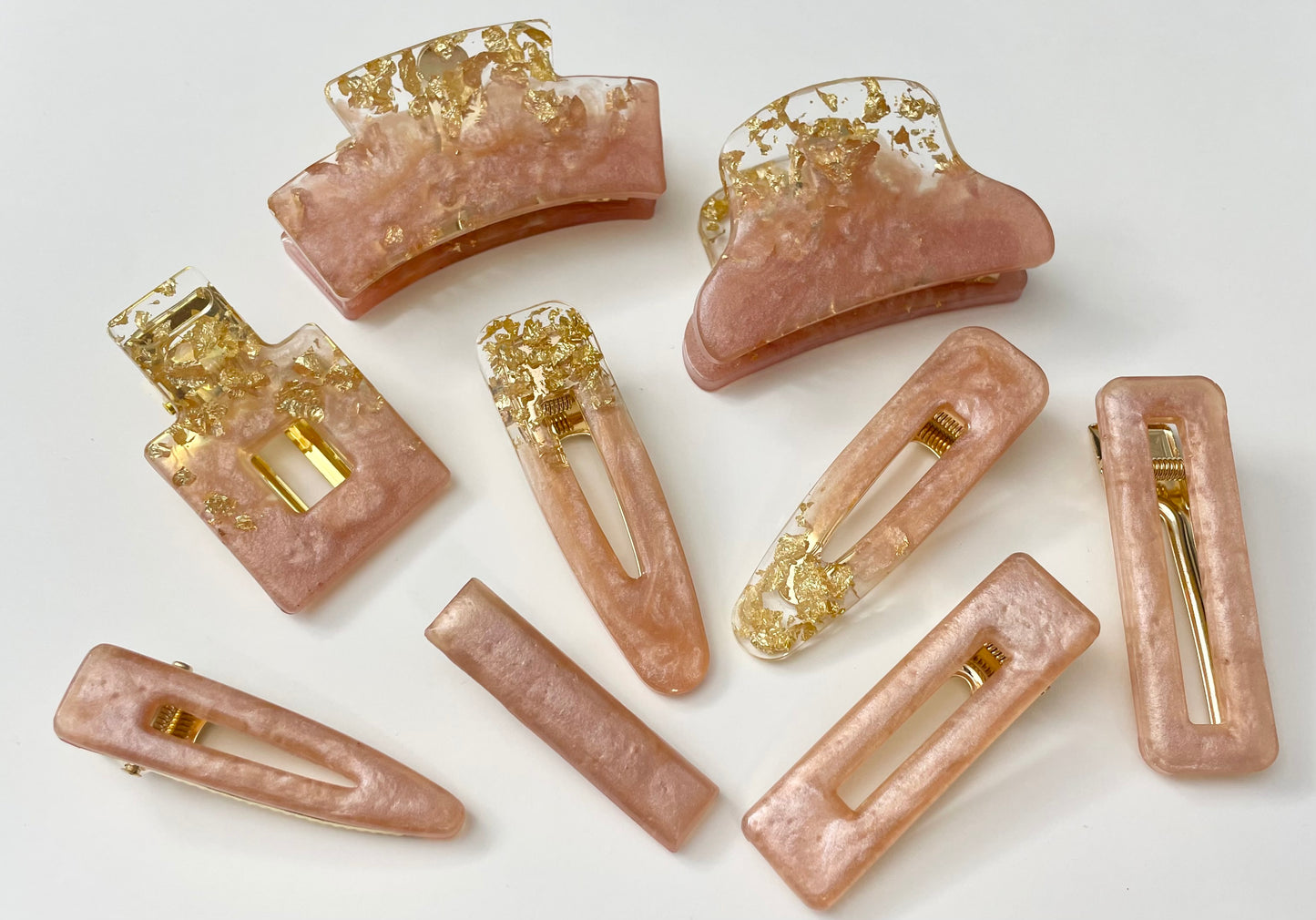 Resin Hair Claw - Pink & Gold