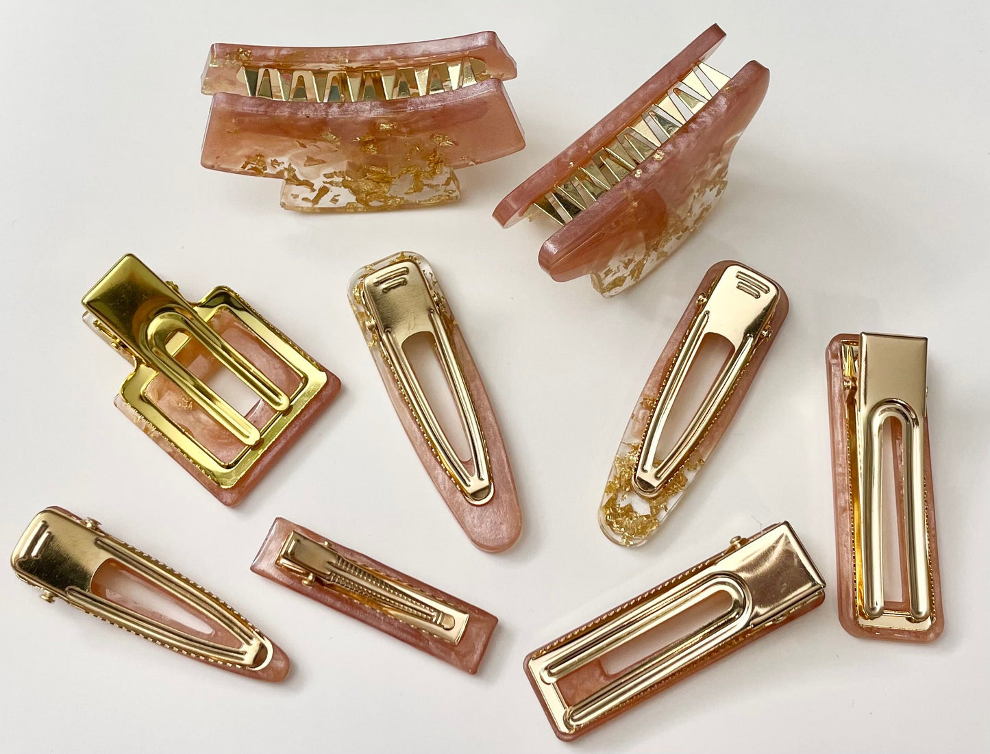 Resin Hair Clips - Square Pink